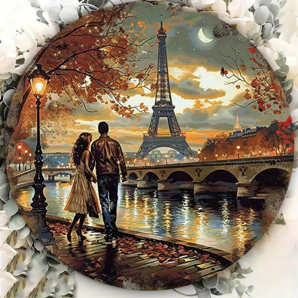 Parisian Couple Tin Sign 8x8 Inch Vintage Wall Art For Cafe Home Decor