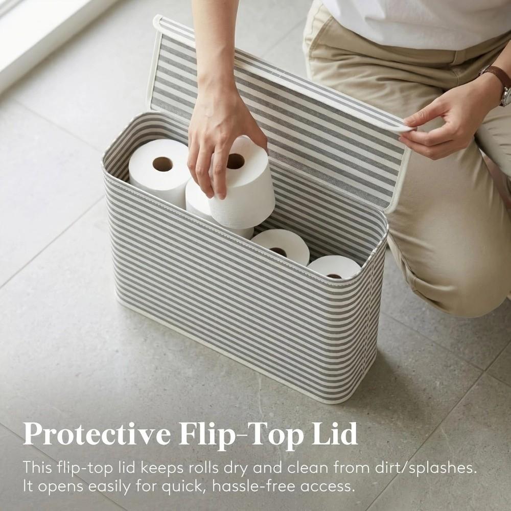 With Lid Toilet Paper Holder Stripe Printed Bathroom Tissue Box Laundry Basket Bathroom