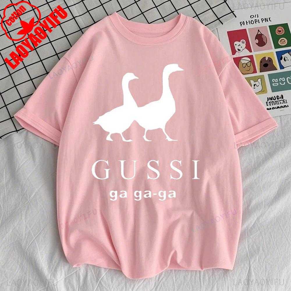 Funny Satirical T-shirt GUSSI Ga Ga Ga Tee Couples Matching Tops Present