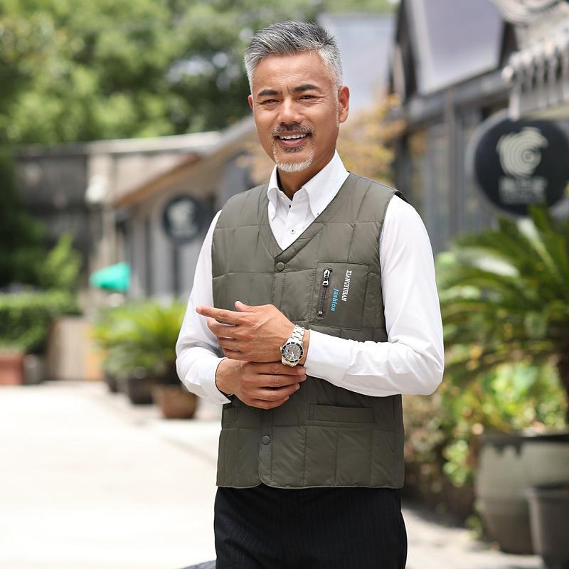 Winter Men's Vest Casual Padded Plush Single-breasted Sleeveless Winter Jacket Fashion V-neck Warm Fishing Vest Clothing