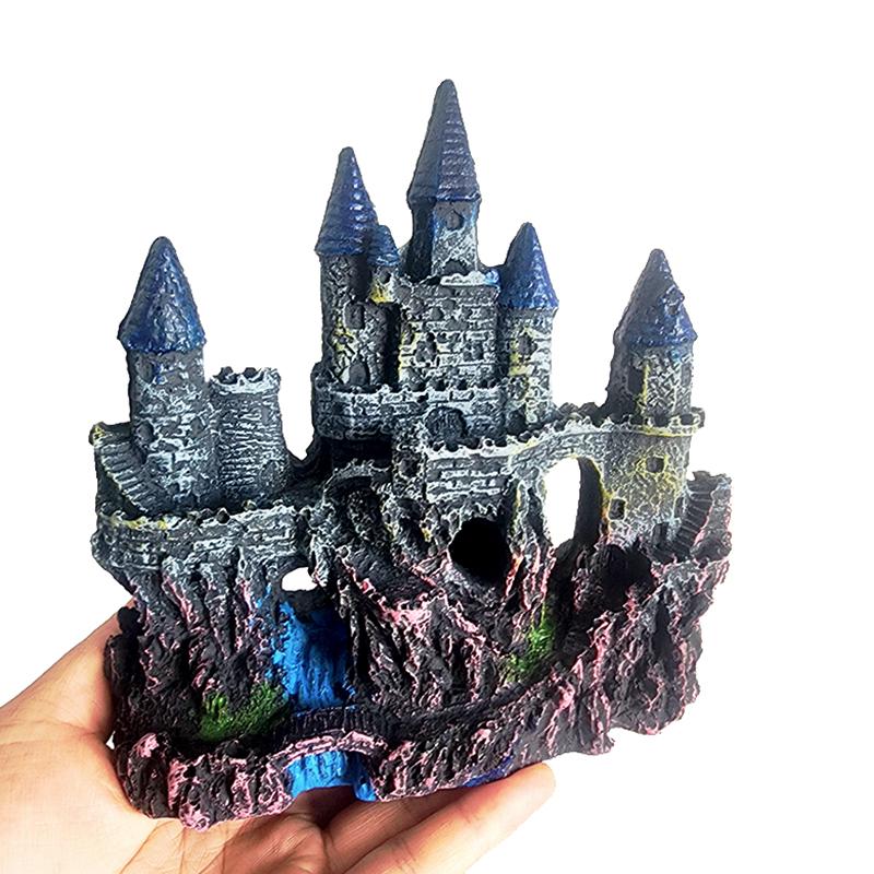 

Resin Artificial Fish Tank Ancient Castle Decoration Aquarium Rock Cave Building Decoration Aquatic Landscaping Ornament Decor