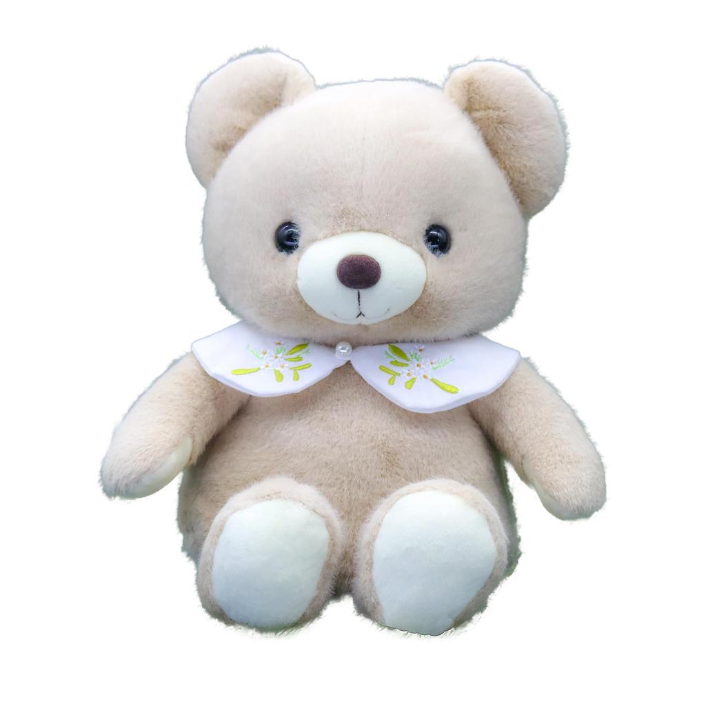 Take Off Baby Bear Drop Retro Pastel Colored Bear with Cute Flower Embroidery On Collar M Beige