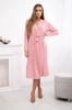 Dark Powder Pink Elegant Women's Dress Tied with a Pleated Hem