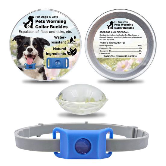 Flea Prevention Tag for Dogs Natural Ingredients Tick Repellent Tag Waterproof Collar Tag with 2 Refills Adjustable for Small Medium And Large Dogs