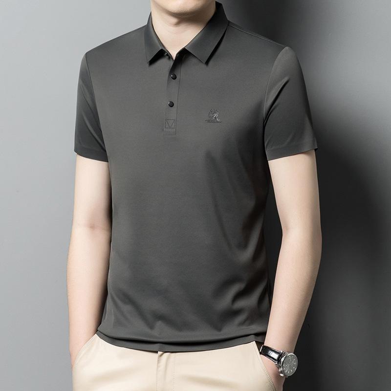 Pánské tričko s krátkým rukávem Ležérní Tenké Klopy Polokošile Léto Nové Středního věku Bezešvé Jednobarevné Top Pánský