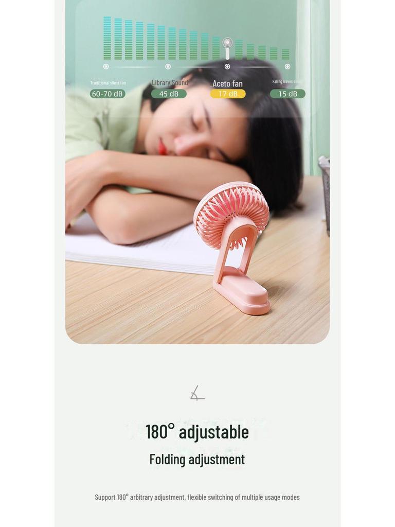Ventilador dobrável recarregável USB portátil - Mini ventilador portátil ultra silencioso e multifuncional