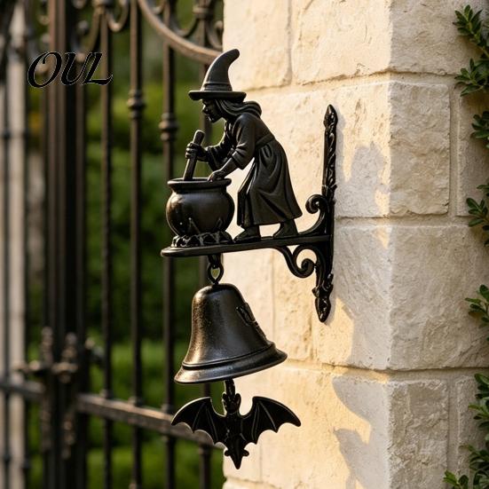 Retro Farmhouse Decor Vintage Witch Doorbell, 3D Decorative Brewing Medicine Door Bell, Halloween Heavy Duty Metal Bell Gothic Wind Chime with