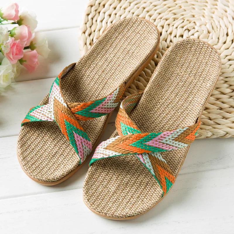 Summer Linen Women'S Slippers Flat Sandals Home Color EVA Lightweight Shoes For Women Casual Slippers 2025