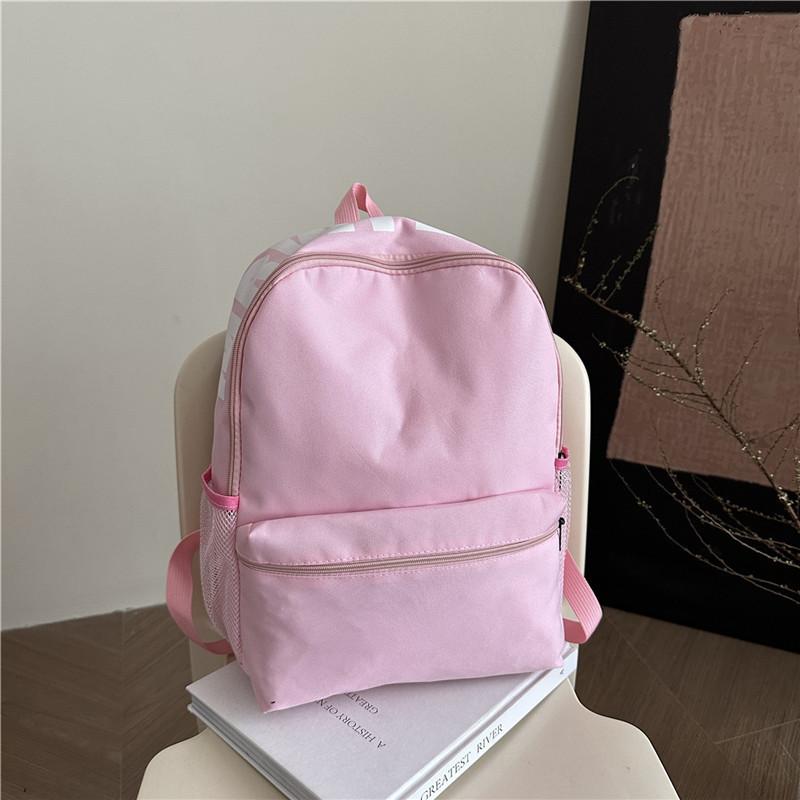 Student Solid Color Schoolbag Backpack Nylon Material Internal Phone Pocket
