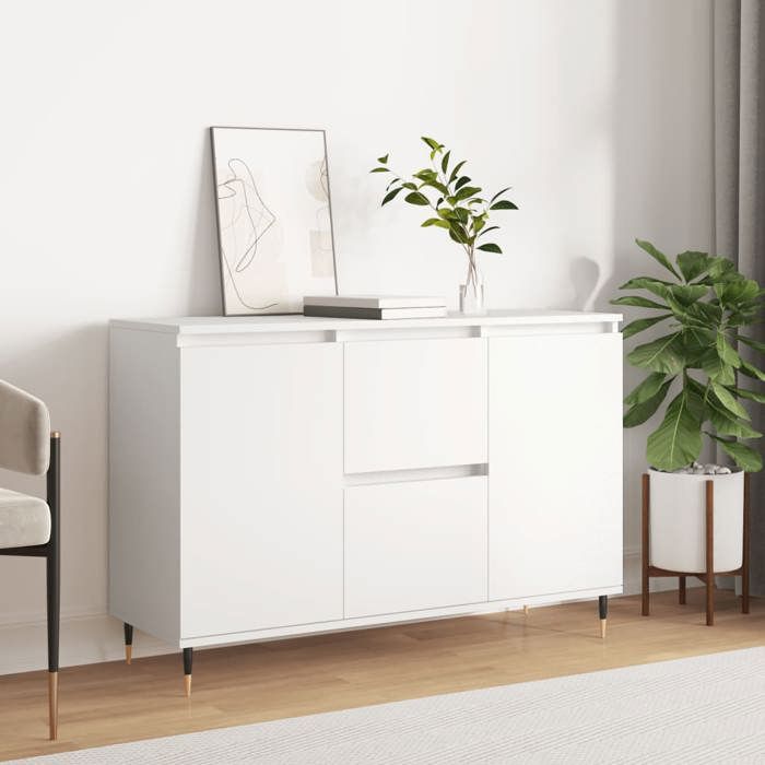 VidaXL Buffet, Armoire Latérale avec Pieds, Meuble de Rangement, Organisateur de Salon Salle de Séjour Intérieur, Blanc Bois 827196