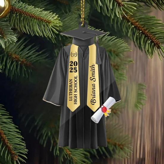 Graduation Ornament 2D Acrylic Gown And Stole Hanging Decoration Class of 2025 Souvenir Gift for High School College University Graduate