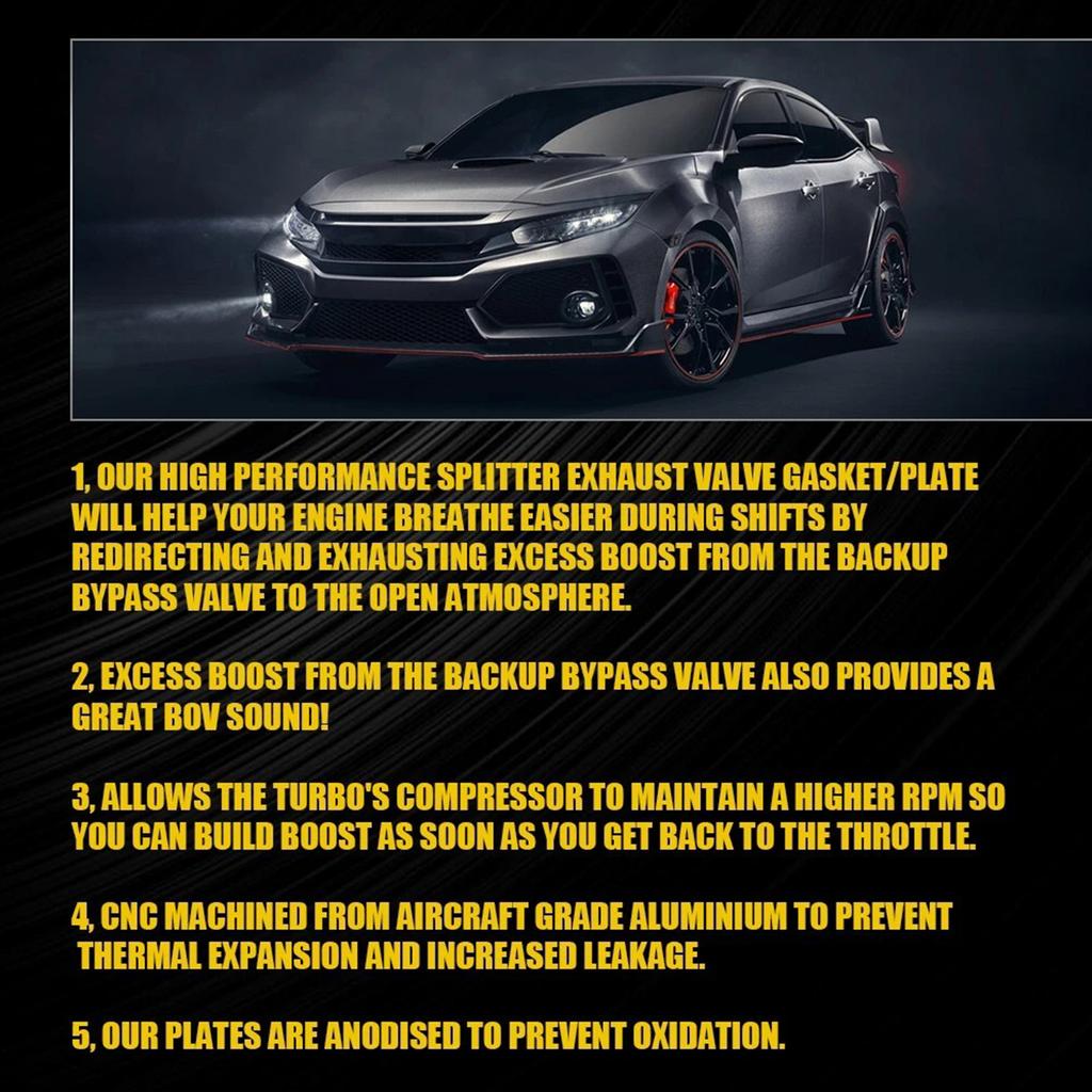 T6061 Aluminium Turbo Blow Off Ventil Platte BOV Plattenabstandshalter Ersatz für Honda Civic 2015 2016 2017 2018 2019 2020 2025