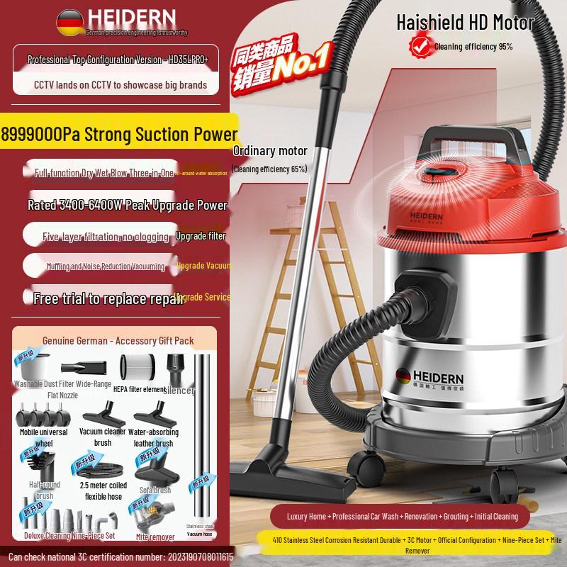 High-Power Industrial & Household Vacuum Cleaner with Strong Suction