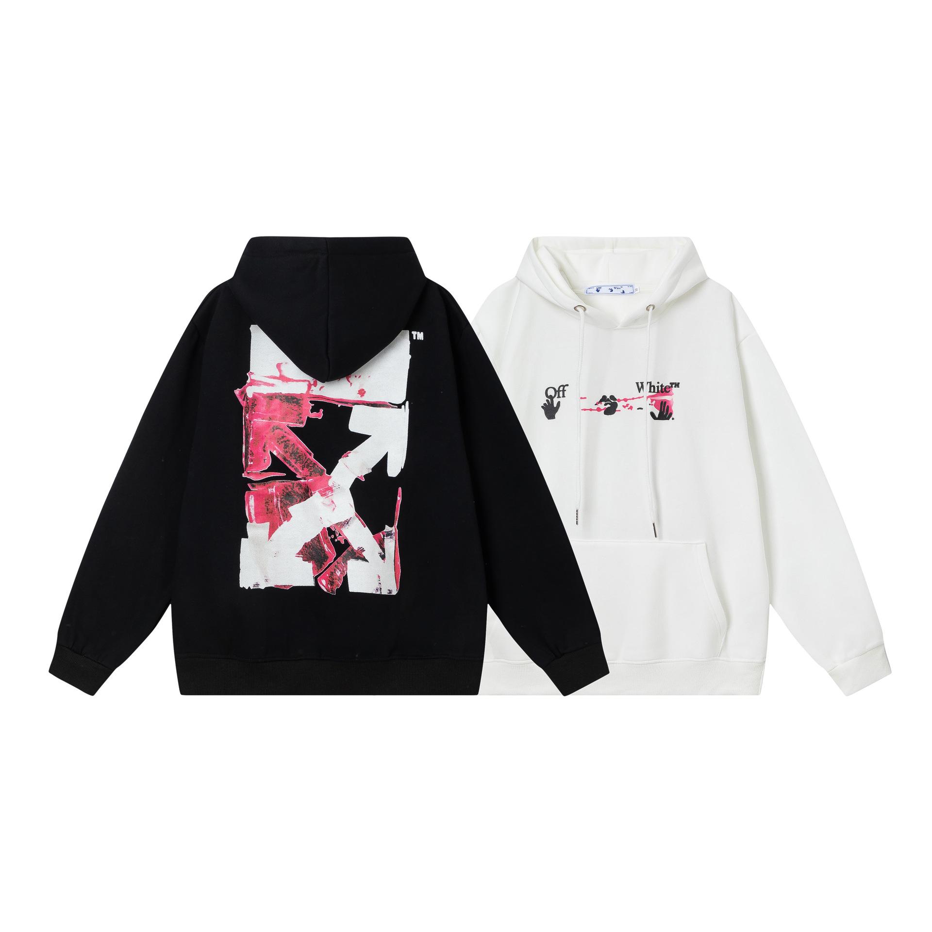 Sweat à capuche rose 3D Arrow avec doublure en velours (automne/hiver 2023) Large blanc