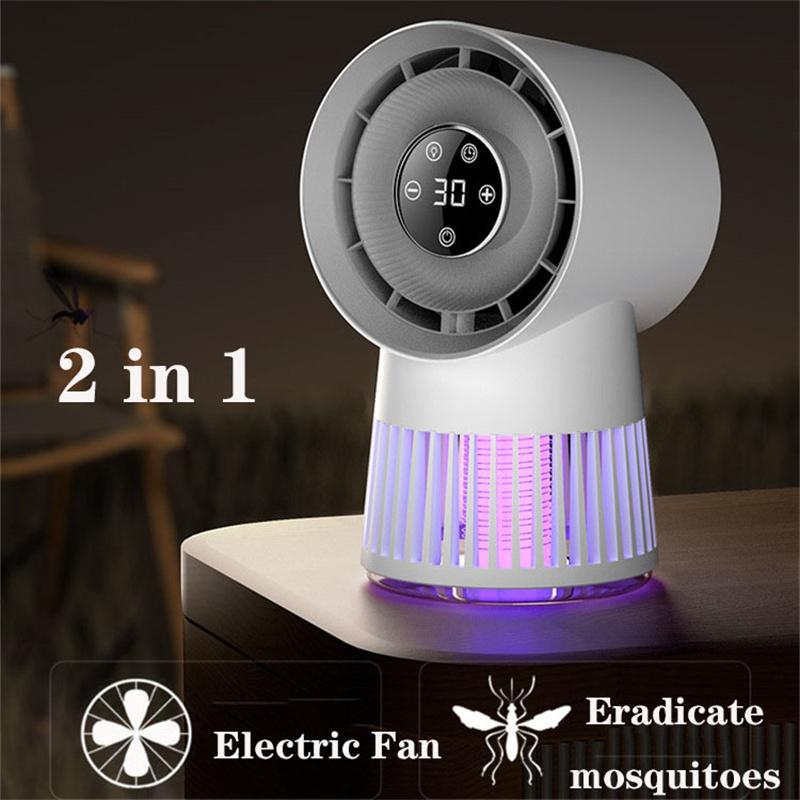 Wentylator z Lampą Zwalczającą Komary 2 w 1 USB Akumulatorowy Lampa Elektryczna Zwalczająca Komary Niskoszumowa Lampa Zwalczająca Komary Falą Świetlną Lampa Zwalczająca Komary dla Matki i Dziecka