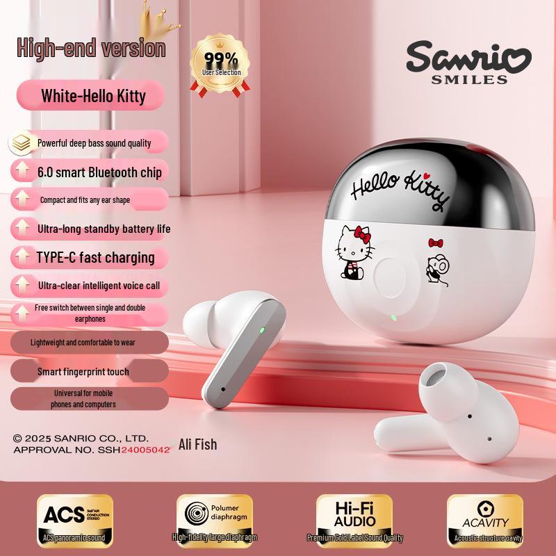 Sanrio K9 Bluetooth Noise-Canceling Cartoon Earbuds - Cute Mini Design with Ultra Long Battery Life