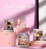 Moin Moin Scale Dollhouse Miniature DIY Kit Set Bunny House Collection for Beginners Pink Rabbit with Two Size Settings Includes LED Light and Acrylic