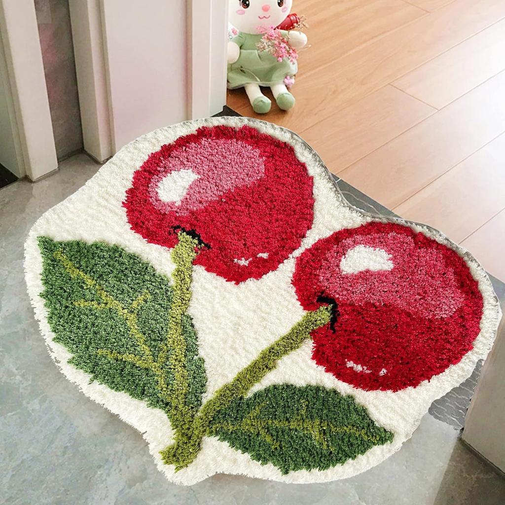 Cartoon Fruit Door Mats for Entrance Door Fluffy Plush Doormat Non Slip Water Absorbent Bathroom Carpet Rugs Hallway Floor Mats