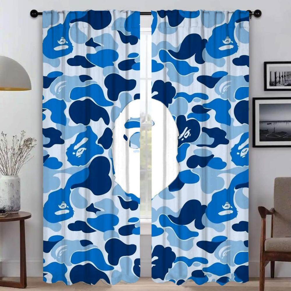 Elegant Room Curtains for Camera B-BAPE Halloween Decoration Window Curtain for Room 2 Panel Partition Home Interior Curtains