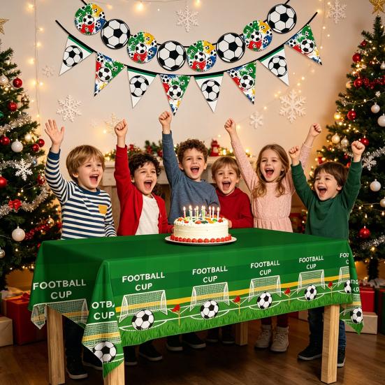 Soccer Birthday Party Decoration 10 Guest Disposable Dinnerware with Tablecloth Paper Plates Cup Napkin