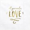 Serwetki All You Need Is Love,Biały, 33X33Cm, 20Sz