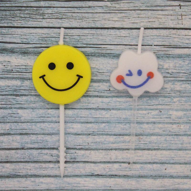 Independent OPP Bag Cute White Cloud Smiley Face Candle Creative Party Yellow Cartoon Smiley Face Wax