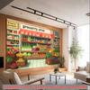 2D Cartoon Supermarket Backdrop Fruit Veggie Shop Photo Booth Background