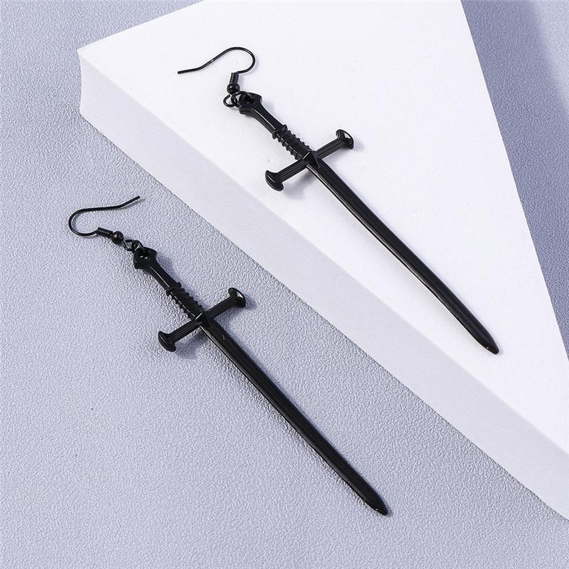 Aihua Gothic Vintage Sword Earrings For Women Man Fashion Punk Rock Party Jewelry Accessories Gift Fantasy Cross Earrings