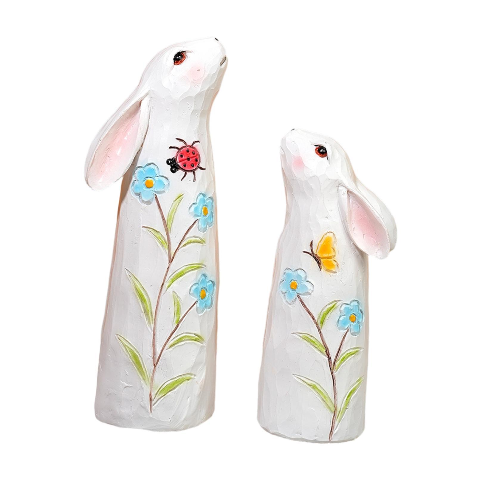 

Easter Rabbit Statue Nordic Style Resin Figurine for Home Garden Patio Miniature Shelf Decoration Artwork білий