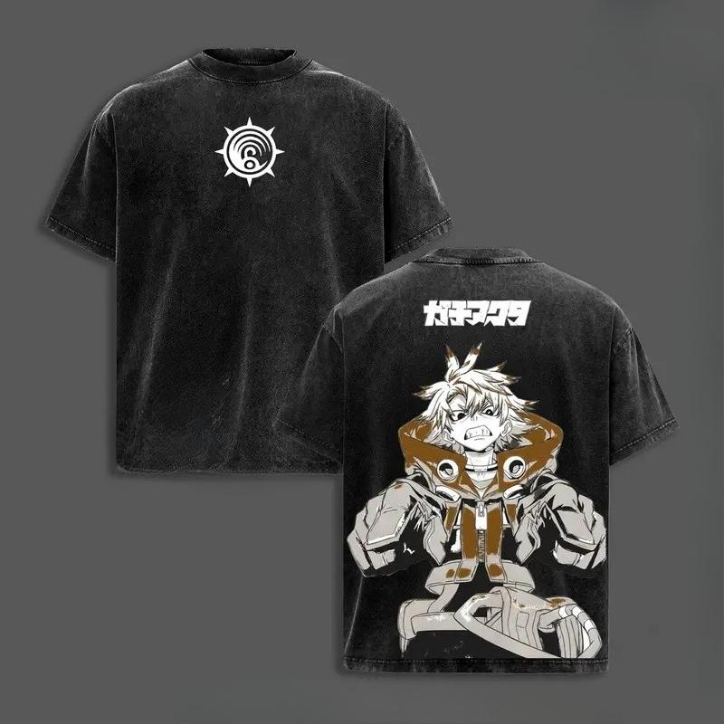 Аниме Гачиакута Рудо Графическая Футболка Мужская Оверсайз Одежда Повседневная Хлопковая Футболка Винтажная Стиранная Футболка Харадзюку Мужские Топы S чёрный