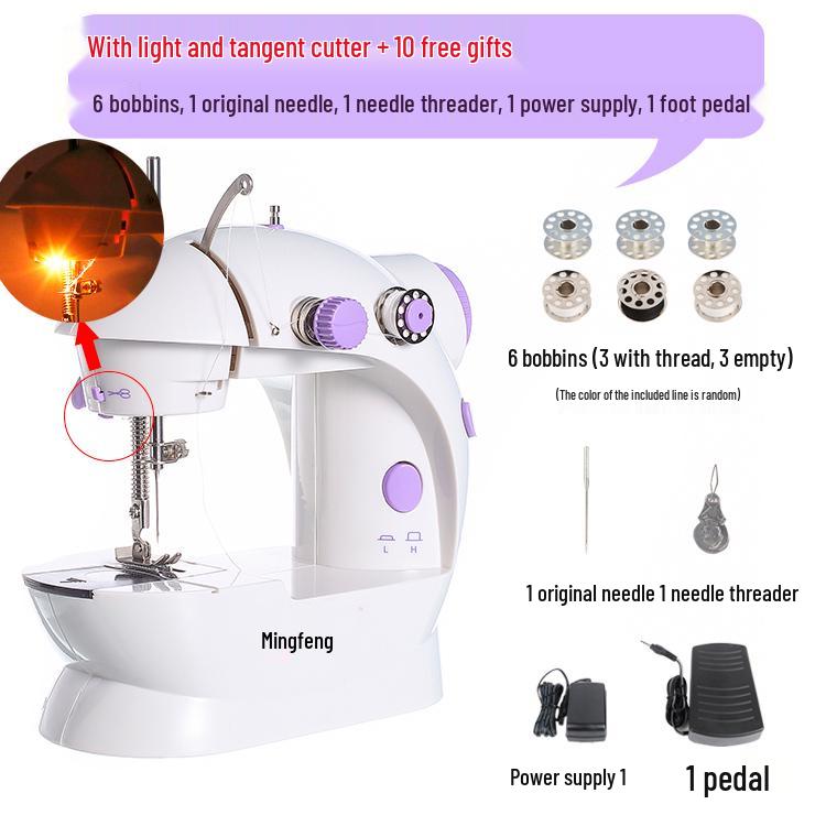 202 Electric Mini Desktop Sewing Machine with Micro Foot Pedal for Thick Fabrics