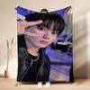 Cool Leather Jacket Peace Sign Portrait Flannel Printed Blanket Comfortable Skinfriendly Throw Blanket For Living Room Air Conditioner Room Home Decor