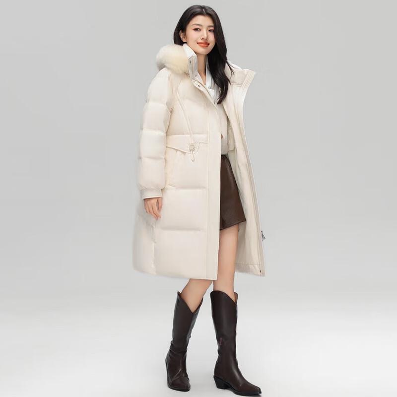 Xuezhongfei Women's Mid-Length Hooded Down Jacket