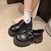 Heels Buckle Casual Leather Shoes Autumn Women Chunky Sneakers Comfortable Pumps High Platform Walking Shoes Woman 2026