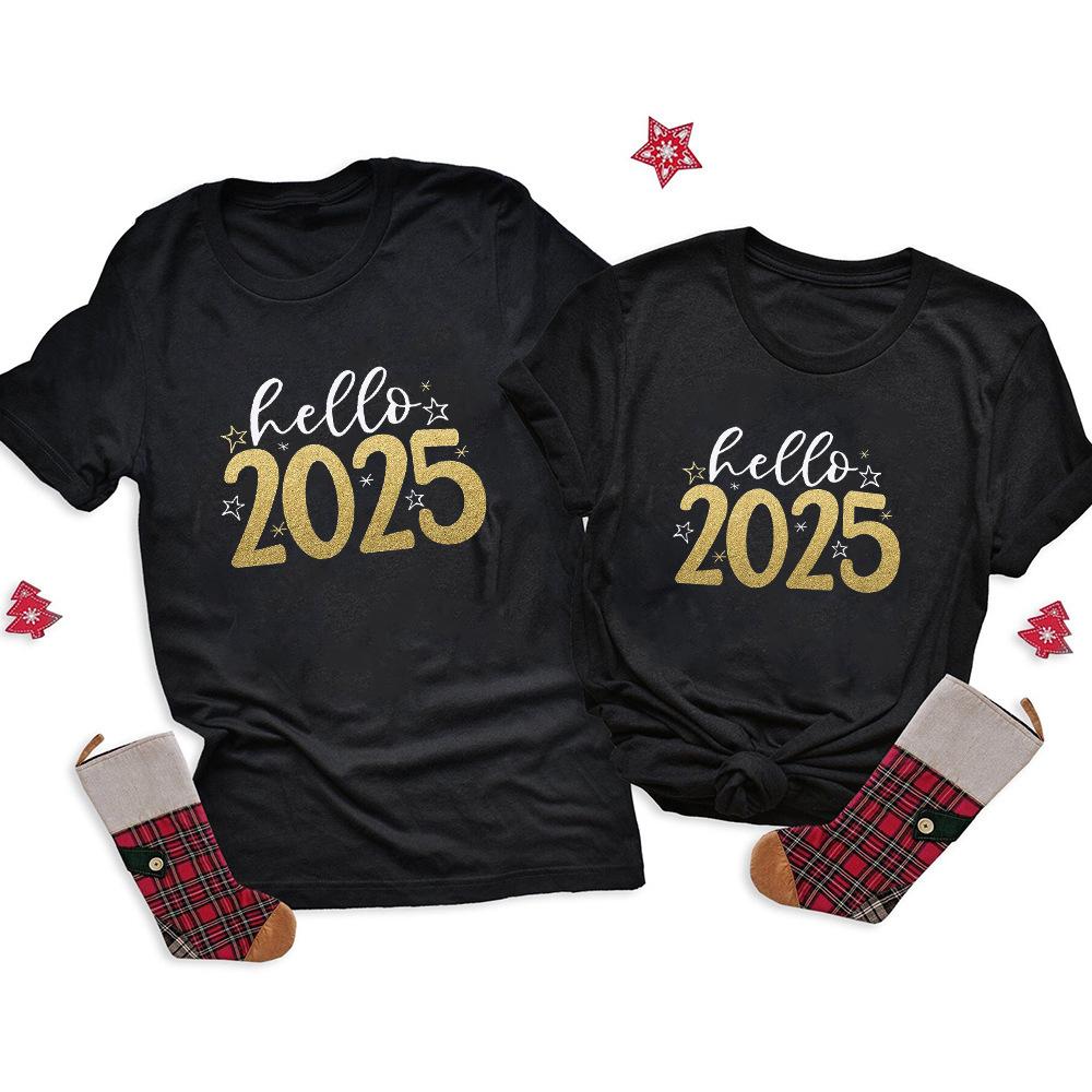 Women's Merry Chrismas Christmas 2025 New Year's Santa Claus Crew Neck Plus Size Short Sleeve Women's Top