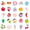 50 Transparent Waterproof PET Stickers - Colorful Fruit & Food Designs for Water Bottles