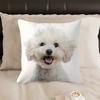 1Pc White Dog Print Cushion Covers Bedroom Sofa Square Pillowcase Living Room Chair Pillow Covers Indoor Home Decor Gift