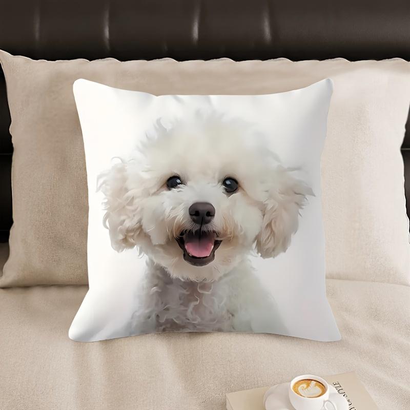1Pc White Dog Print Cushion Covers Bedroom Sofa Square Pillowcase Living Room Chair Pillow Covers Indoor Home Decor Gift