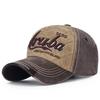Retro Aruba 1499 Quilted Baseball Cap Unisex Washed Denim Style Dad Hat 3D Letter Embroidery Pu Leather Brim Snapback Sun Cap