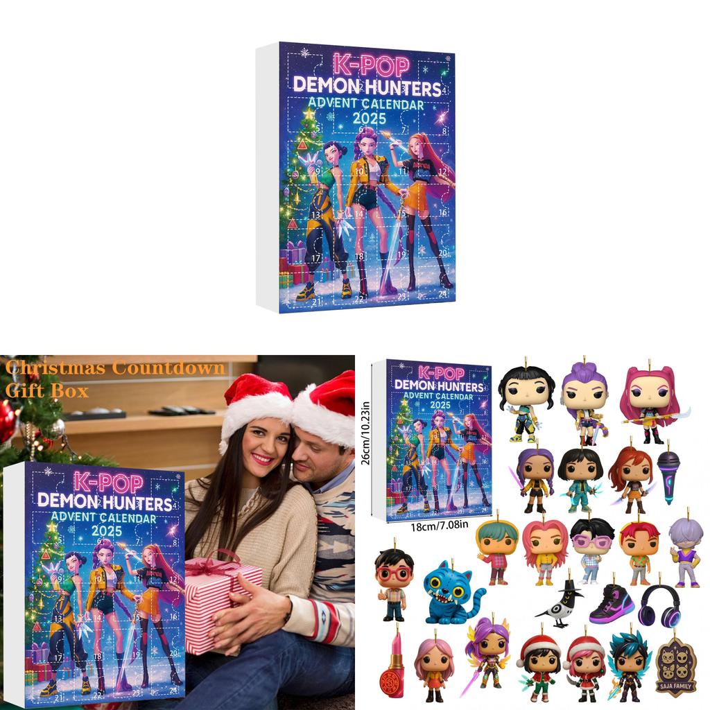 Kpop Dämonenjäger Adventskalender mit Acrylfiguren für Weihnachtsgeschenke und Partydekoration