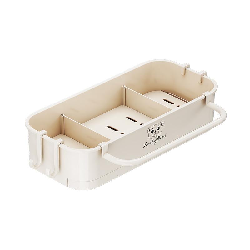 Wall Mount PP Plastic Kitchen Sink Drain Rack No Drill Sponge Soap Holder Slide Out Drip Tray Towel Hook Bathroom Organizer