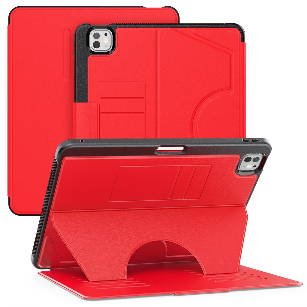 For iPad Pro 13 (2025)/13 (2024) Shockproof Case PC+TPU+PU U-Shape Stand Tablet Cover with Card Slots