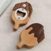 1/2Pcs Ice Cream Bottle Opener Refrigerator Magnet Wooden Fridge Magnet Bottle Opening Tool Home Office Kitchen Decoration