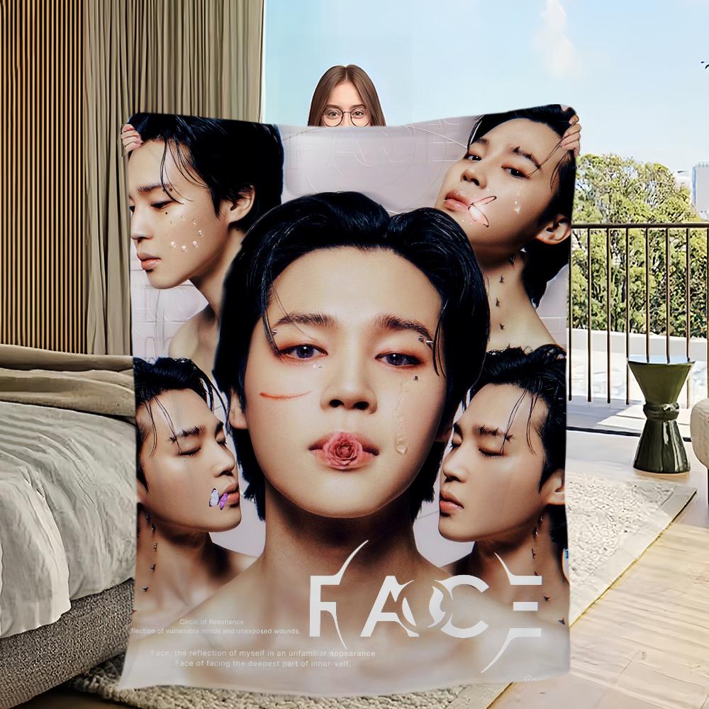 Blanket Flannel singer warm comfort soft plush blanket for J-Jimin sofa idol living room Kpop office bedroom travel gift