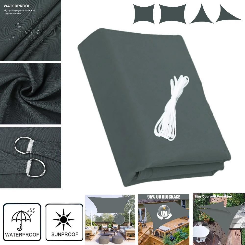 Waterproof Sun Shade Sails 10 Sizes Sand/Grey/Beige UV Block Canopy Sunshade Cloth for Outdoor Garden Patio Beach Awning Shelter