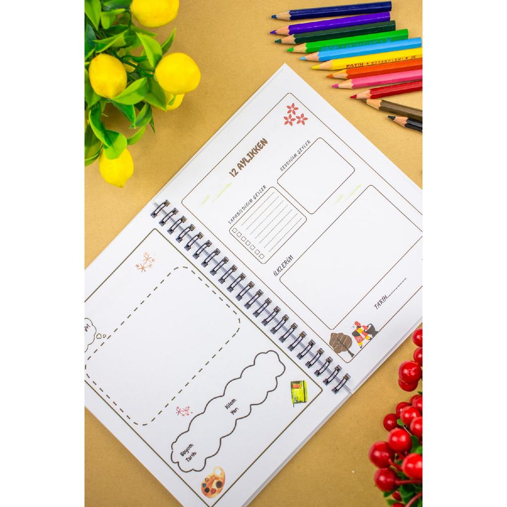 Schwangerschafts- und Mutter-Baby-Tagebuch 14x20 cm Design Tägliches Notizbuch, (Haupt- und USAQ)