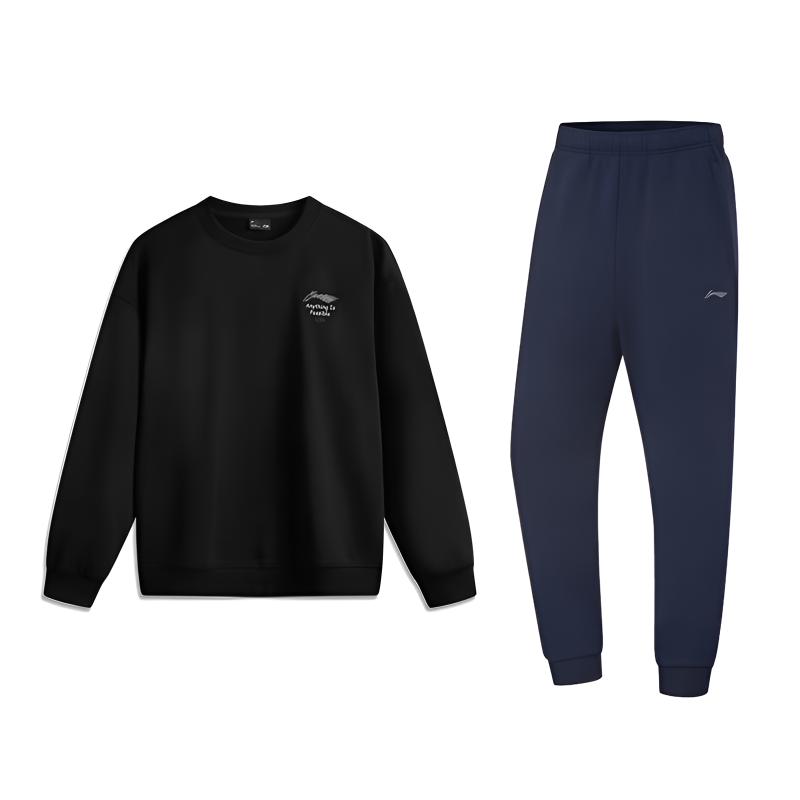 Li Ning Casual Sportswear Unisex Black+Dark Marine Blue AWDVK41-1+AKLUA73-5 S
