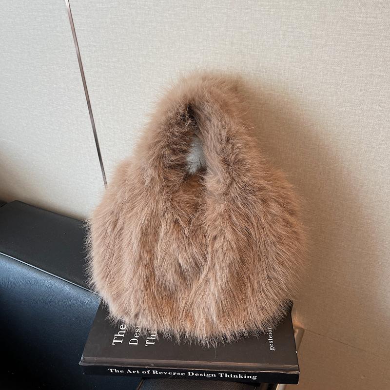 Plush Bag Women's Autumn and Winter Versatile New Casual Fluffy Handbag High-end Dumpling Bag