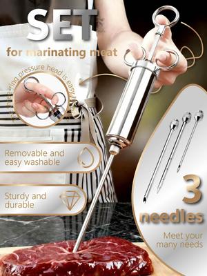 BBQ Seasoning Injector - Food Grade Stainless Steel Syringe for Meat & Sauces