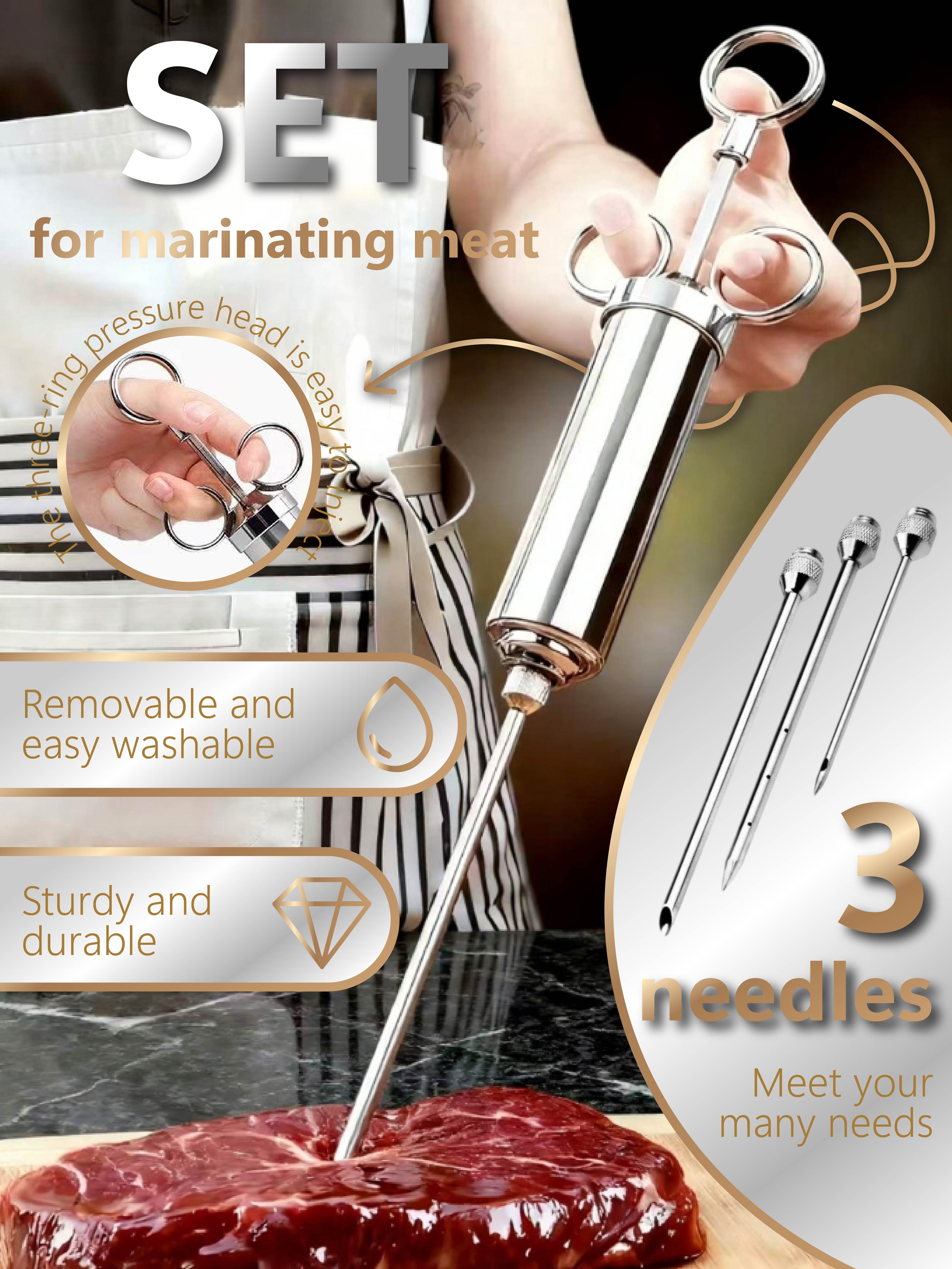 

BBQ Seasoning Injector - Food Grade Stainless Steel Syringe for Meat & Sauces